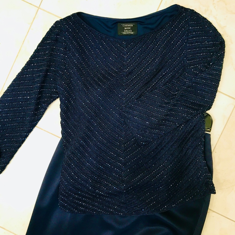 CARMEN MARC VALVO 2-Pc Evening Skirt Set Navy